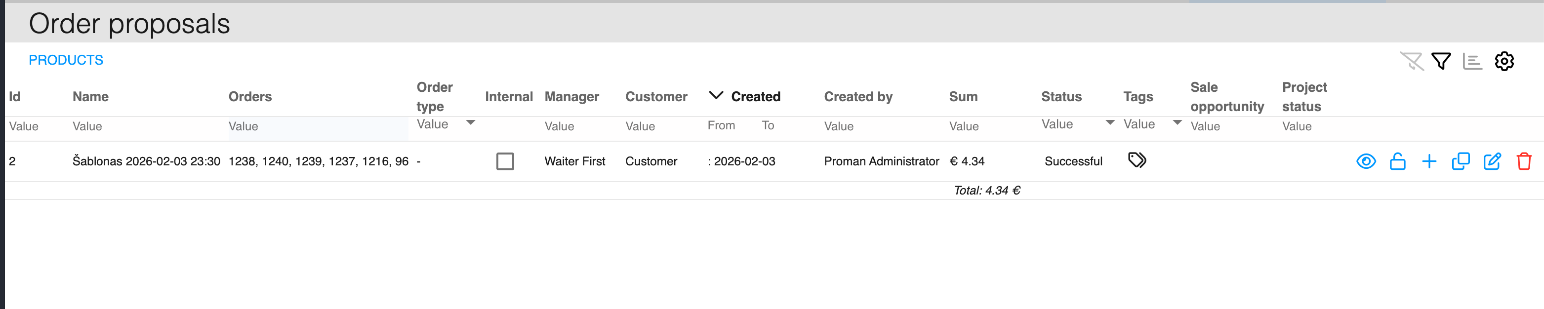 SmartOn CRM · Order proposals