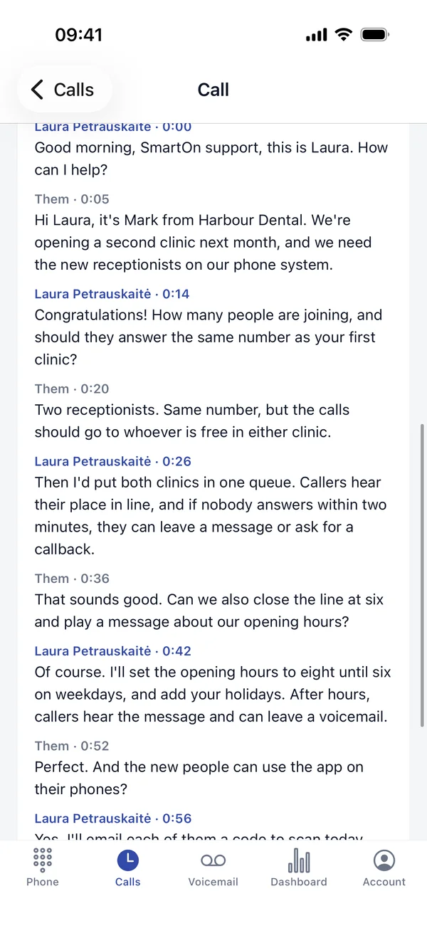 SmartOn PBX lietotne · Atšifrējums