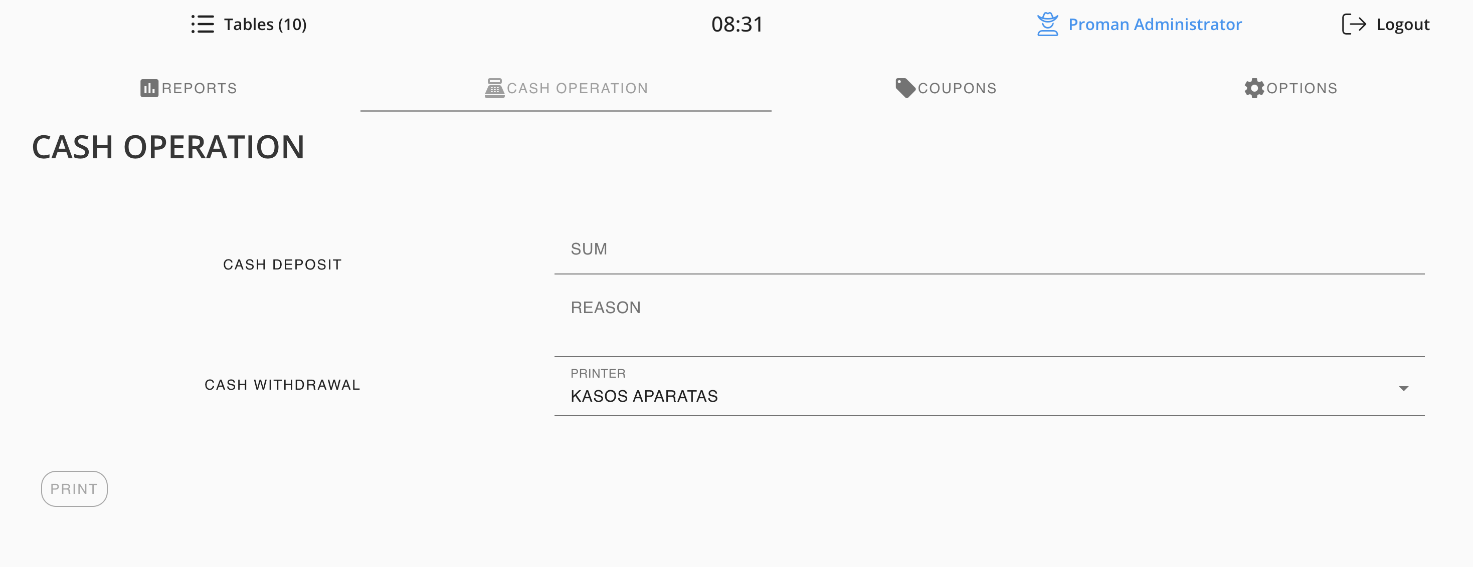 Cash operations