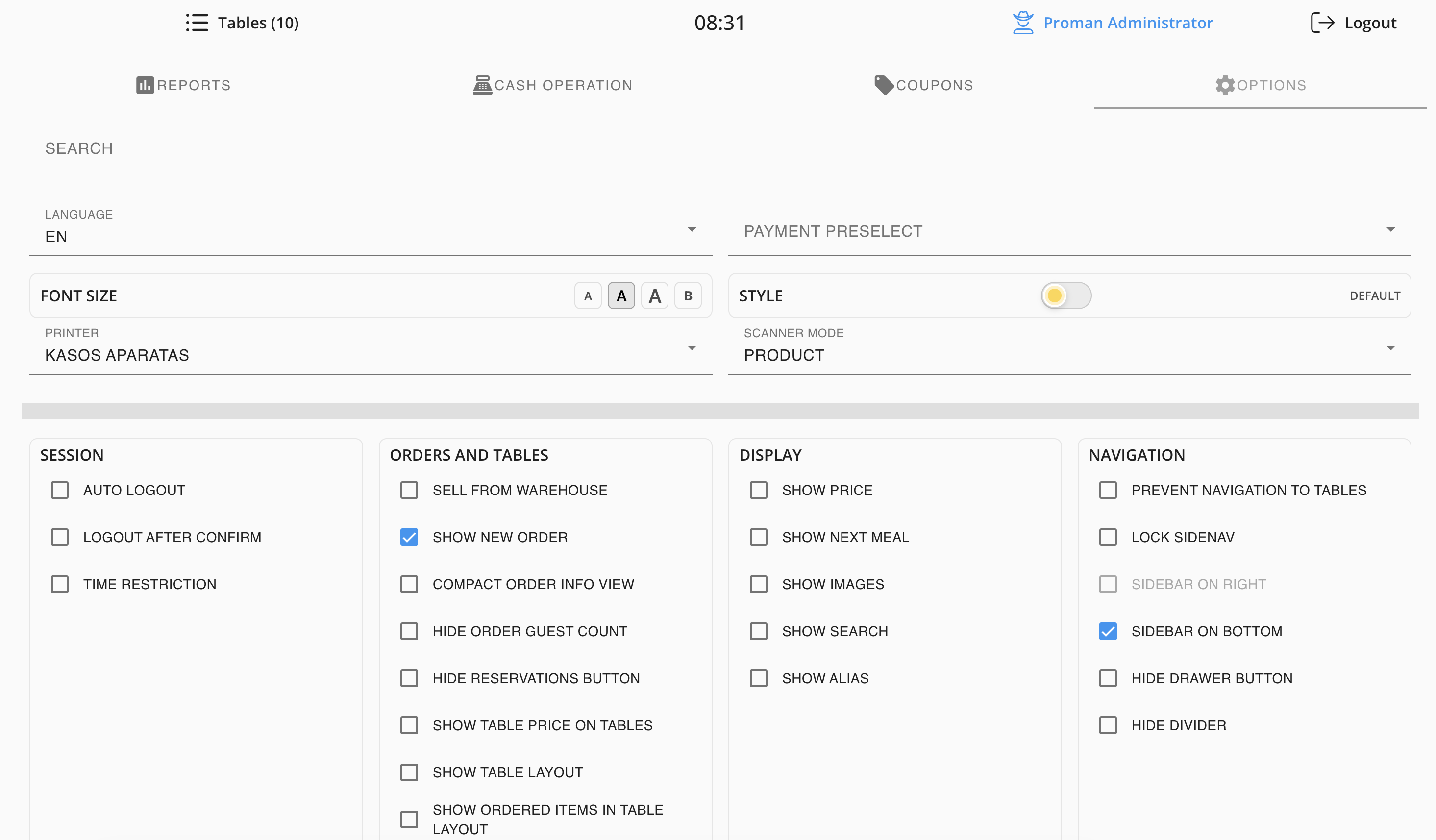 POS Settings