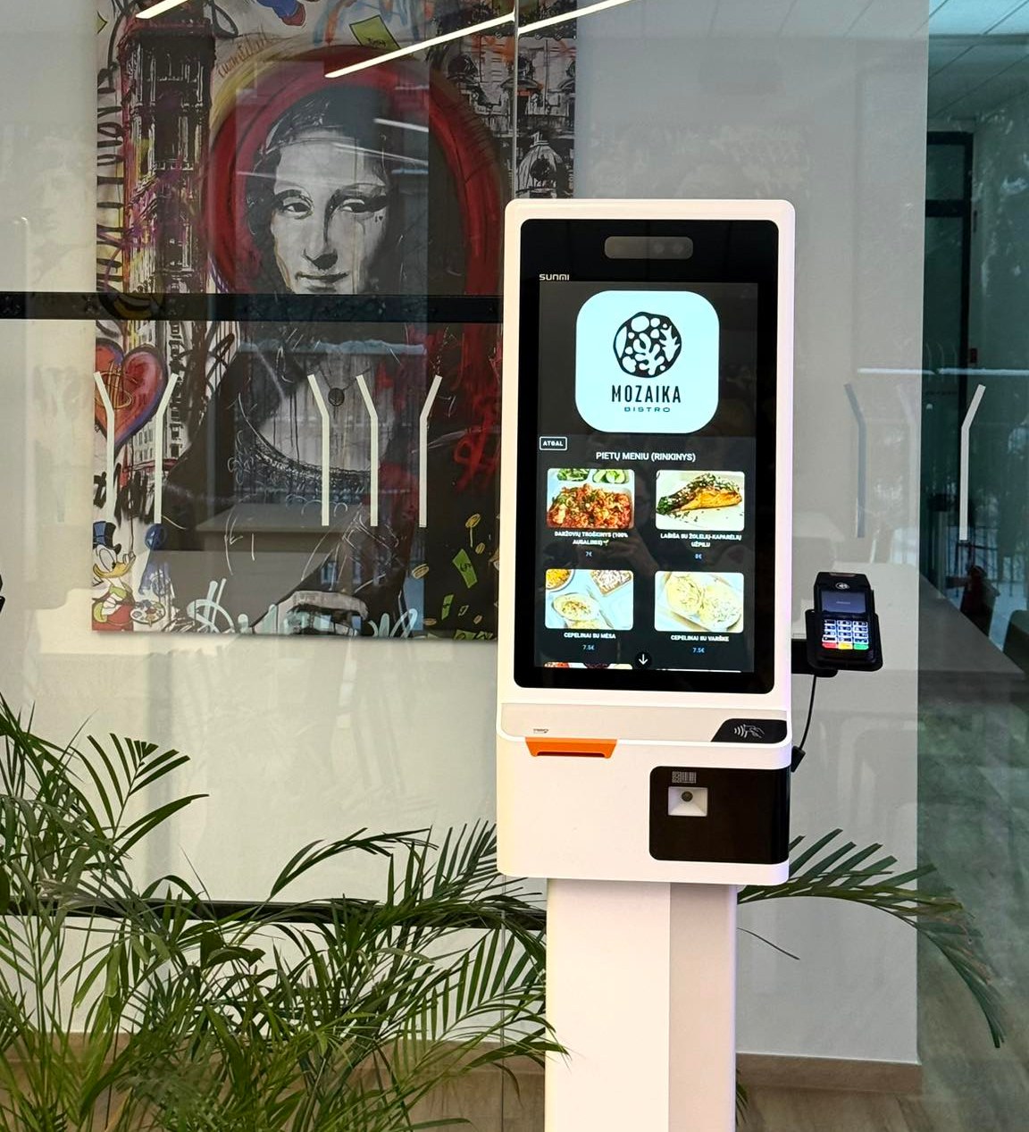 SmartOn self-service kiosk in a restaurant